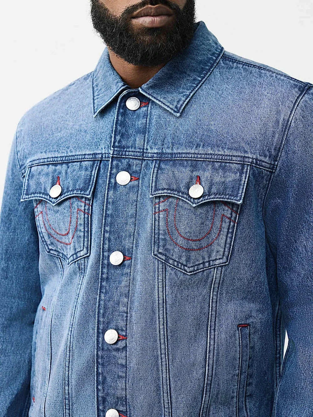 True Religion Logo Print Denim Jacket